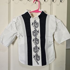 Chloe Black and White Embroidered Kids Shirt
